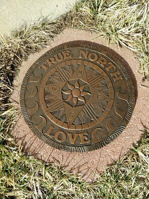 Ted Schaal: '12 inch compass rose', 2020 Bronze Sculpture, Travel. This bronze compass rose comes complete with hardware to be mounted on any flat surface. If desired it can come mounted on a square 18 inch red sandstone stepper. ...