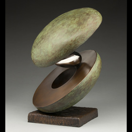 Ted Schaal: 'orbacado', 2016 Bronze Sculpture, Abstract. Artist Description: The Orbacado was inspired by pulling apart and avocado and the void left by the pit on one side.  It is a contemporary abstract sculpture made of bronze with polished stainless steel pit. ...