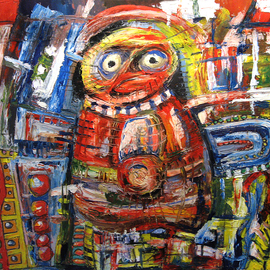 Temo Dumbadze: 'Man', 2014 Oil Painting, Surrealism. Artist Description:  MAN, oil on cardboard. 59cmx63cm, painted in 2014. ...