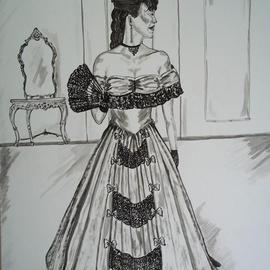 Teresa Peterson: 'Victorian Ballgown', 2013 Ink Painting, Fashion. Artist Description:  Victorian Era   ...