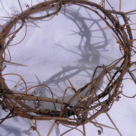 Robert Haifley: 'Our Crown', 2016 Wood Sculpture, Religious. Artist Description: life- Size Crown of Thorns constructed and sculpted with aged grape vine and toothpicks. This piece is 12- inches across and approximately 2- 3 inches wide. I have made 14 of these crowns and No 2- of them are the same. Each Crown takes approximately 125- hours to ...