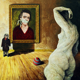 Otto Rapp: 'The Visitor', 1994 Acrylic Painting, Surrealism. 