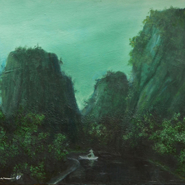 Nguyen Huu Thuan: 'sunrise of thung nang ninh b', 2007 Acrylic Painting, Landscape. 