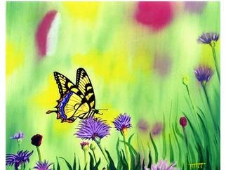 Robert Tittle: 'Tiger Swallowtail', 2000 Oil Painting, Botanical.   Acrylic Paintings/ Butterflies/ Art by Tittle/ Tiger Swallowtail    ...