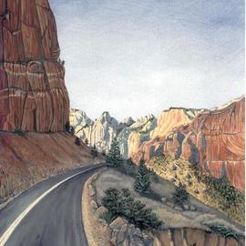 Robert Tittle: 'zion switchback', 2004 Acrylic Painting, Landscape. Artist Description: Zion National Park, Landscape, Out West, Mountains ...