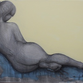 Tiziana Fejzullaj: 'Lying Nude', 2015 Oil Painting, nudes. Artist Description: OilAcrylic...