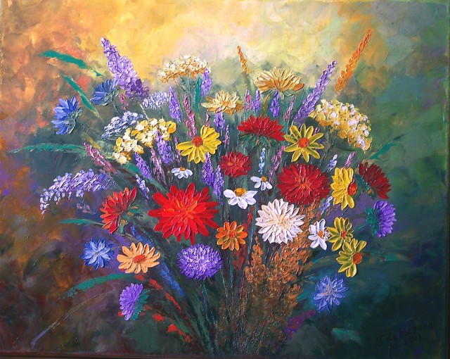 Artist Tatyana Leksikova. 'Summer Bouquet' Artwork Image, Created in 2012, Original Painting Oil. #art #artist