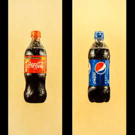 Todd Mosley: 'Coke Versus Pepsi Diptych', 2009 Oil Painting, Still Life. 