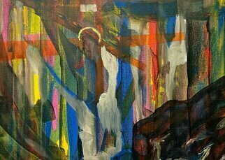 Paulo Medina: 'crucifixion', 2023 Acrylic Painting, Religious. Dying Christ...