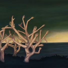 T. Smith: 'Dark Winter', 2005 Oil Painting, Surrealism. Artist Description: A great deal of planning went into this work. I had a general idea of trees turning into human body parts and went through several iterations and discarded attempts before I settled on the final composition.  I had a group of friends pose for me and took photographs ...