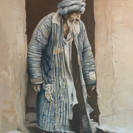Vani Ghougassian: 'man in cave', 2020 Oil Painting, Figurative. Artist Description: Man in cave is a one of a kind original oil painting on canvas by Vani Ghougassian. ...