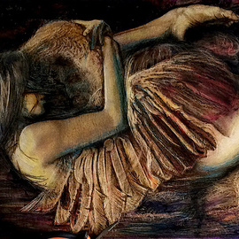 Vanko Tokusha: 'leda and the swan', 2022 Other Painting, Figurative. Artist Description: drawing with fire, wood burning, pyrography, pyro gravure, plywood, birch panel, encaustics, engraving, ...