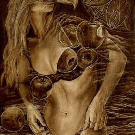 Vanko Tokusha: 'venus', 2022 Other Painting, Figurative. Artist Description: drawing with fire, wood burning, pyrography, pyro gravure, plywood, birch...