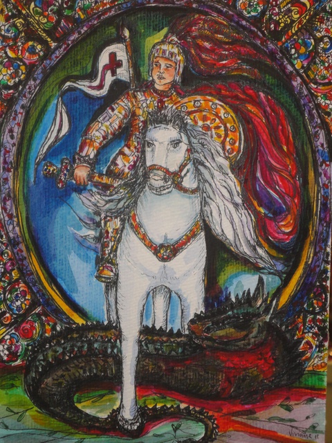 Viviane Bandeira De Melo  'SAINT GEORGE', created in 2011, Original Watercolor.