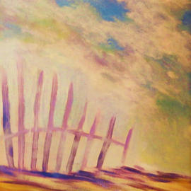 Valerie Leri: 'beach fence', 2015 Acrylic Painting, Landscape. Artist Description: Original painting with distressed wood frame. ...
