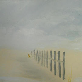 Valerie Leri: 'beach fence 2', 2016 Acrylic Painting, Landscape. Artist Description: Original painting with distressed wood frame. ...