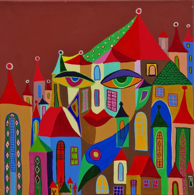 Artist Mimi Revencu. 'The Eyes Of The City' Artwork Image, Created in 2011, Original Mixed Media. #art #artist