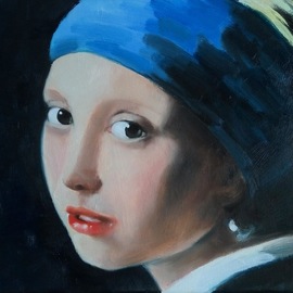 John Tooma: 'girl with the pearl earring', 2016 Oil Painting, Portrait. Artist Description: Dutch masters study of the  Girl with the pearl earring . ...