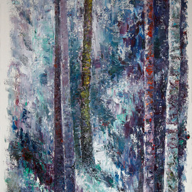 Vladimir Volosov Artwork Blue Forest, 2014 Oil Painting, Abstract Landscape