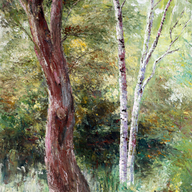 Vladimir Volosov: 'in the forest thicket', 2006 Oil Painting, Landscape. Artist Description:        There is no doubt that visual art is a powerful medium. It has the ability to inspire and to move us deeply.When I create my piece, I wish to convey the emotions I feel for the scene or objects to the viewer. I want the viewer to ...