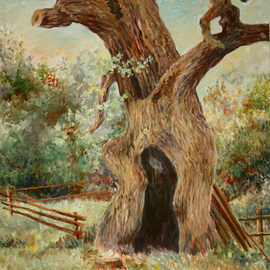 Vladimir Volosov: 'old oak', 2014 Oil Painting, Landscape. Artist Description: My way to art was a lengthy one. Thirty years of strenuous scientific work on the front adge of modern physics given me  a deep knowledge of the laws of light and color that surround us, at different times of day and times of year. Only by gaining ...