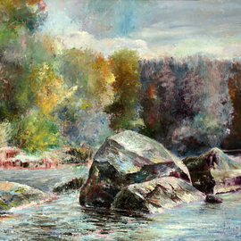 Vladimir Volosov: 'water and stones of karelia', 2002 Oil Painting, Landscape. Artist Description:        There is no doubt that visual art is a powerful medium. It has the ability to inspire and to move us deeply.When I create my piece, I wish to convey the emotions I feel for the scene or objects to the viewer. I want the viewer to ...