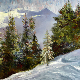 Vladimir Volosov: 'winter at the mountains', 2005 Oil Painting, Landscape. Artist Description: Volosov Vladimir is an experienced Russian painter based in Boston. After an accomplished career at the forefront of modern physics - as a PhD scientist and professor, he turned to visual arts after years of strenuous study of the earth s fragility, which led to his realisation of the ...