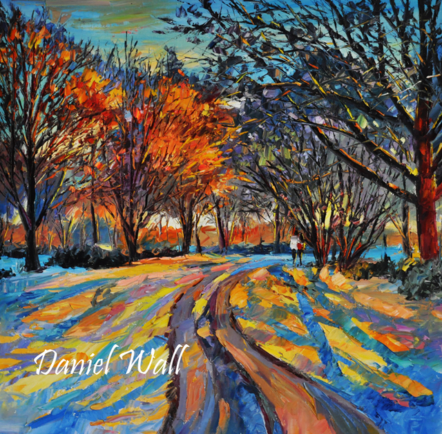 Artist Daniel Wall. 'A Crispy Snow Road' Artwork Image, Created in 2015, Original Printmaking Giclee. #art #artist