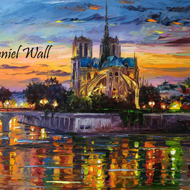 Daniel Wall: 'Merry Christmas Notre Dame', 2015 Oil Painting, Landscape. Artist Description:                          Naples Italy, Snowy Lake, Snow, Lake, waterfront, beach house, Portofino waterfront summer, Portofino Harbor, Italy Harbor, Italy Portofino. Italy Portaofino Sunset. Italian Sunny Day summer. Harbor morning, Harbor sunset, World famous artist painting. We Love Minnesota, Snow sunset. Canada sunset. Snowy Winter sunset. Amsterdam, Italy. Daniel Wall. Rainy ...