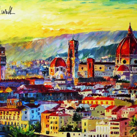 Daniel Wall: 'florence sunset', 2020 Oil Painting, Landscape. Artist Description: Florence Sunset, Italy, Florence, Venice...