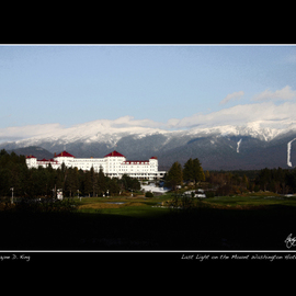 Wayne King: 'Light Fades on Mount Washington', 2008 Color Photograph, Landscape. Artist Description:  Daylight fades on Mount Washington and the famed Mount Washington Hotel at Bretton Woods where the IMF was established. The Mount Washington is one of the last remaining Grand Hotels of the White Mountains which at one time boasted many more. ...