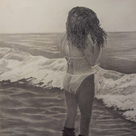 Walter Richter Artwork Watching the waves come in, 2013 Pencil Drawing, Scenic