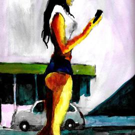 Babe Talking On A Cell Phone In Shorts, Harry Weisburd