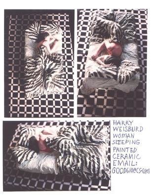 Harry Weisburd: 'Sleepingwoman', 2001 Bronze Sculpture, Representational. WOMAN SLEEPING - - PAINTED BRONZE...