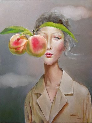 Wenli Liu: 'temptation pink', 2018 Oil Painting, Figurative. By painting expressionist portraits in oil, I aim to mirror this dilemma, and how those temptations can obscure the path to our ultimate destination. It is the most direct way to express my thoughts and self consciousness about what lies ahead for me. ...