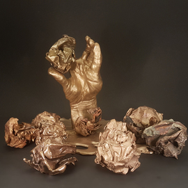 Wichert Van Engelen: 'the love letter', 2020 Bronze Sculpture, Figurative. Artist Description: The sadness of another try to write the ultimate love- letter. We all have had this type of experience one day.The sculpture consists of 12 seperate objects, to be placed at your own direction. ...
