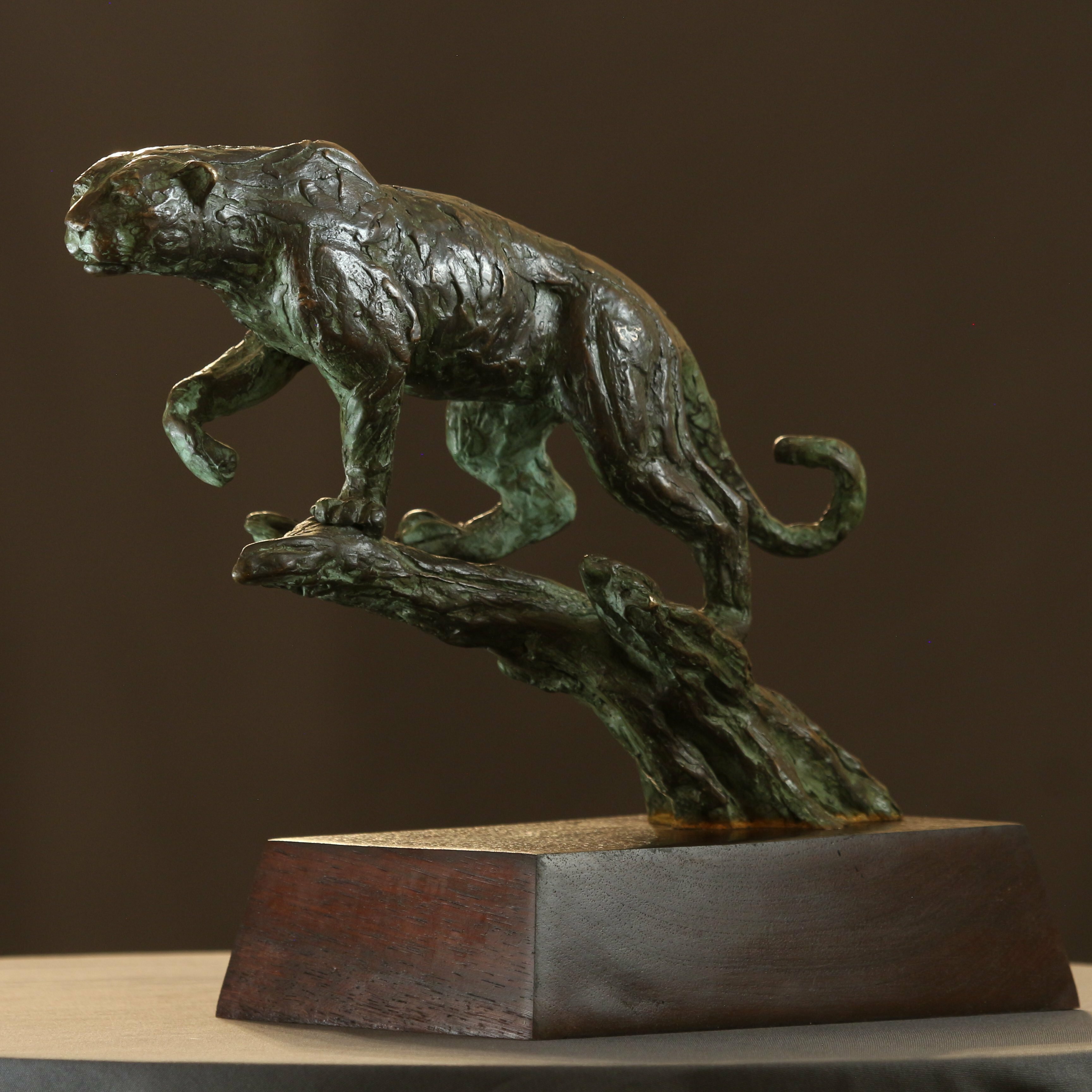 Willem Botha: 'Stalking Leopard', 2019 Bronze Sculpture, Animals. This is a Maquette for a life- size work I didLimited edition No 1 out of 15...