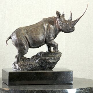 Willem Botha: 'Waiwai the black rhino', 2022 Bronze Sculpture, Animals.  WaiwaiThe Black Rhino, from Kenya, Lewa Wildlife Conservancy, now available No 2 14...