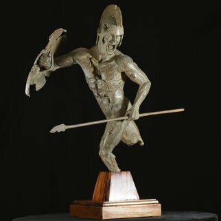 Willem Botha: 'ares the god of war', 2019 Bronze Sculpture, Figurative. Ares is the god of war, one of the Twelve Olympian gods and the son of Zeus and Hera. In literature Ares represents the violent and physical untamed aspect of war, which is in contrast to Athena who represents military strategy and generalship as the goddess of intelligenceBronze mounted ...