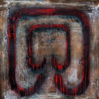 William Dick: 'LEERIE III', 2015 Encaustic Painting, Abstract.                                              Description:  The painting portrays a powerful sense of illumination and generates a spiritual atmosphere through its repainting. The geometric patterns are inspired by both ancient tribal symbols and a fascination with the geological formations of the landscape. Each painting therefore evolves out of itself, layer on layer, transforming and growing...