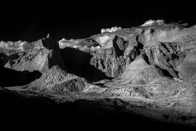 Artist George Wilson. 'Norbeck Pass Badlands NP' Artwork Image, Created in 2016, Original Photography Black and White. #art #artist