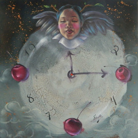 Wanda Torres: 'le temps des cerises', 2018 Oil Painting, Figurative. Artist Description: surrealistic, figurative, symbolic...