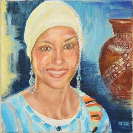 Vladimir Yaskin: 'Girl from Tunisia', 2012 Oil Painting, Portrait. Artist Description:    bullfinches, spring, winter, landscape, village     Girl from Tunisia portrait  ...