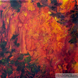 Rickie Dickerson: 'A Forest Full', 2005 Acrylic Painting, Abstract. Artist Description:  This is one of my favorite works, though it is small. There are so many beings in it.   ...