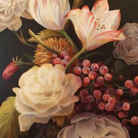 Marsha Bowers: 'winter floral', 2016 Oil Painting, Floral. Artist Description: Large scale floral painting...