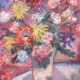 Dana Zivanovits: 'BOUQUET', 2001 Oil Painting, Floral. Artist Description:  A floral still life done in oil on streched linen- a signed Zivanovits original. ...