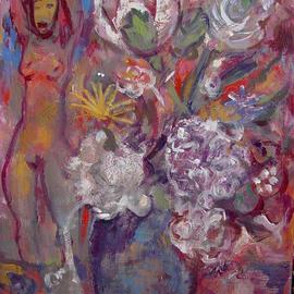 Dana Zivanovits: 'FLOWERS AND FIGURE', 2001 Acrylic Painting, Floral. Artist Description:  Acrylic on canvas painting of a flower still life with woman in the background- a Zivanovits original. Looks like I need to sign this one. ...