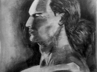 Artie Abello; Male Profile, 2002, Original Drawing Charcoal, 23 x 18 inches. 
