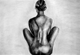 Artie Abello; Watching, Waiting, 2007, Original Drawing Charcoal, 60 x 42 cm. Artwork description: 241  This work is split in two separate natural- colored frames. ...