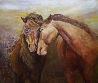 Sylva Zalmanson; Affection, 2015, Original Painting Acrylic, 28 x 24 inches. Artwork description: 241  Two horses ...
